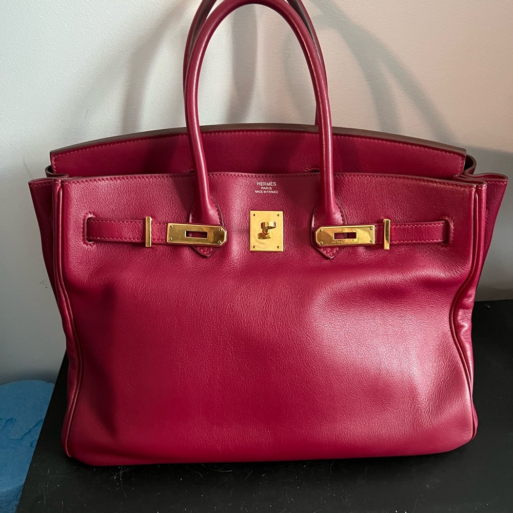 Authentic Hermes’ rouge roubis birkin 35